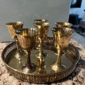 Vintage Brass Cordial Set